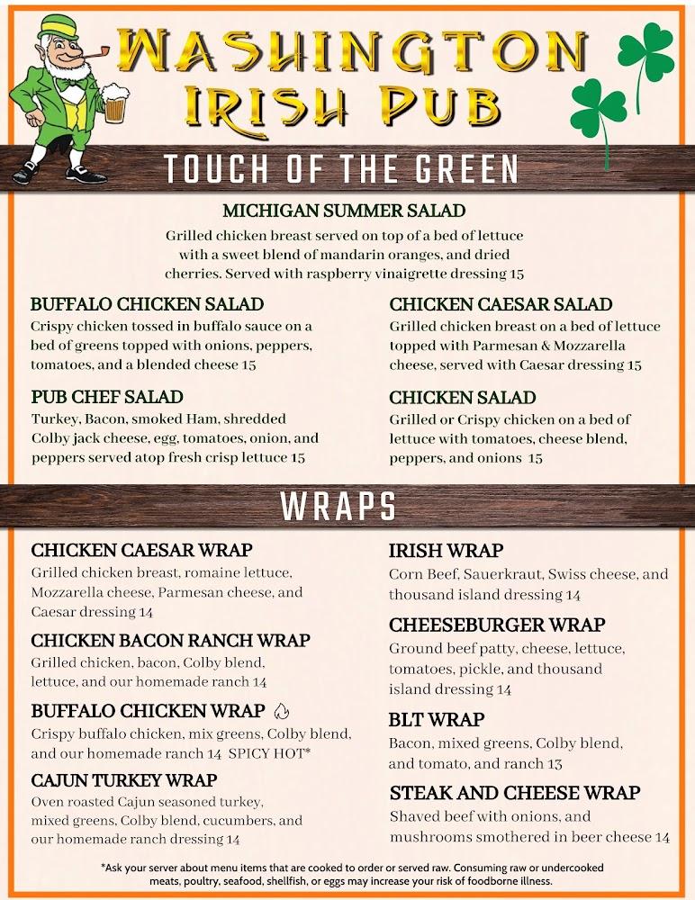 Washington Street Irish Pub Menu image 1