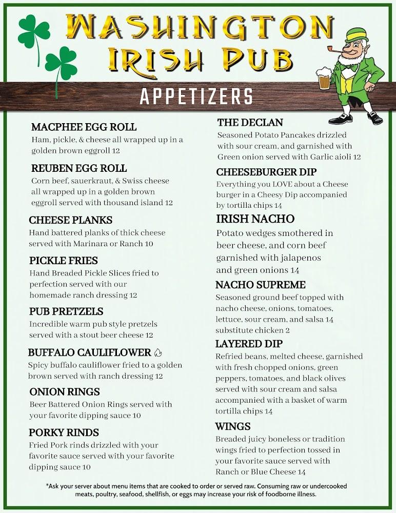 Washington Street Irish Pub Menu image 2