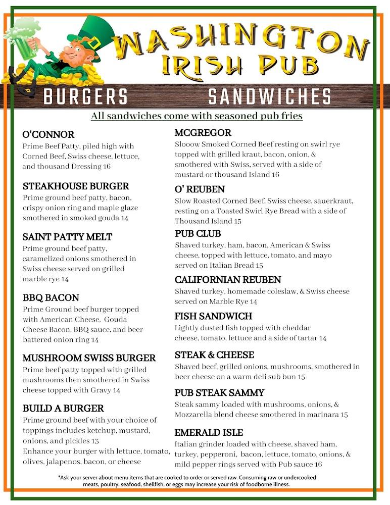 Washington Street Irish Pub Menu image 4